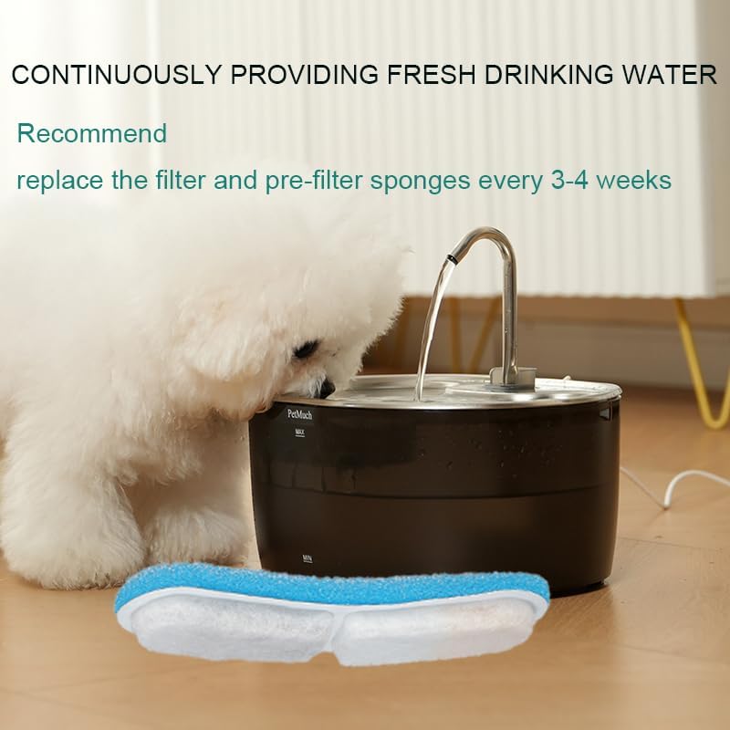 Cat Water Fountain: 108oz/3.2L Cat Fountain Super Silent Pet Drinking Dispenser (Cat Fountain 1 Filtesr + 1 Sponges)