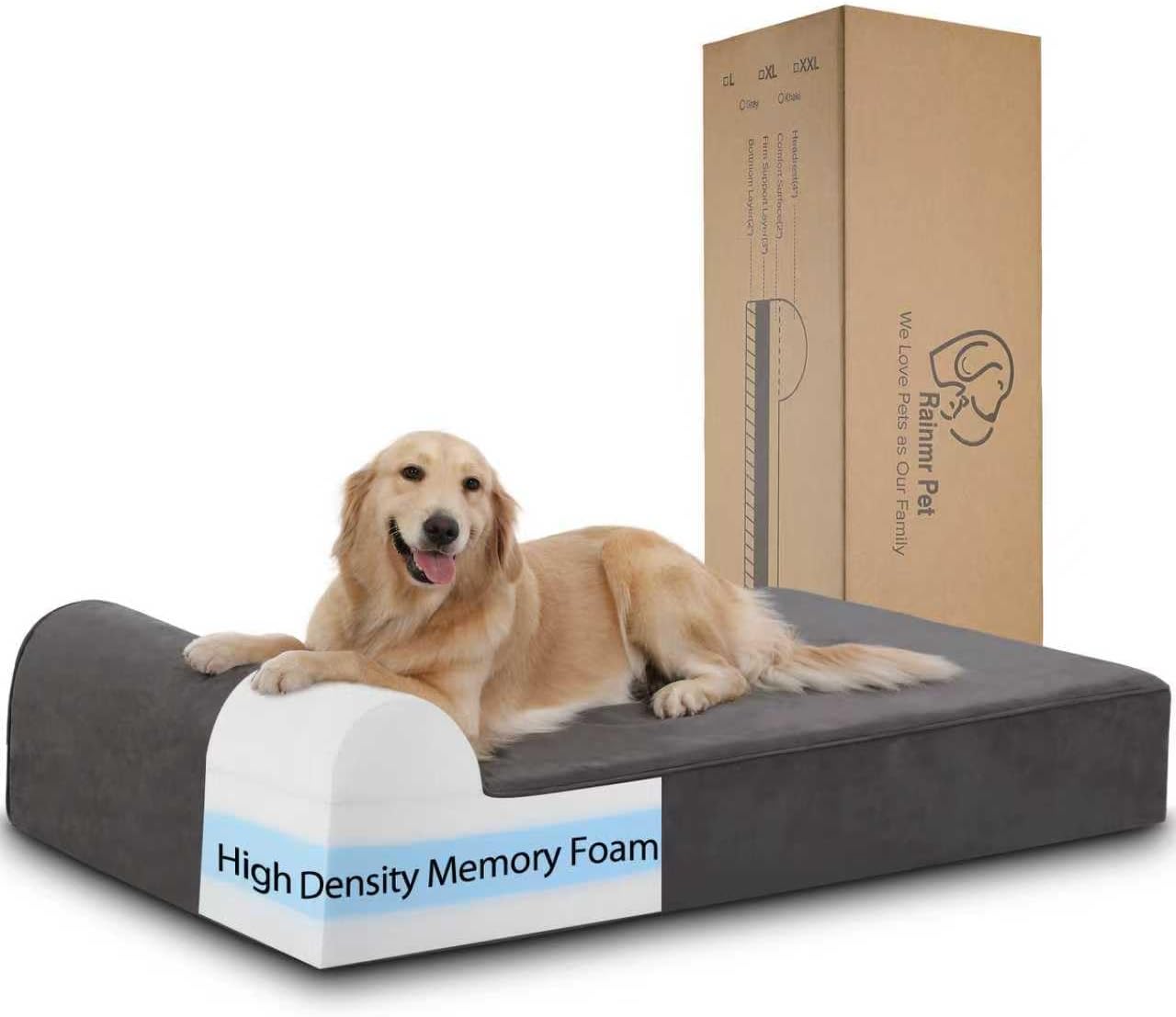 Orthopedic Dog Beds for Large Dogs, 7" Memory Foam Dog Beds with Waterproof Liner, Durable Microsuede Cover, Removable and Washable, Nonskid Bottom, 52"x36"x7" XL Grey