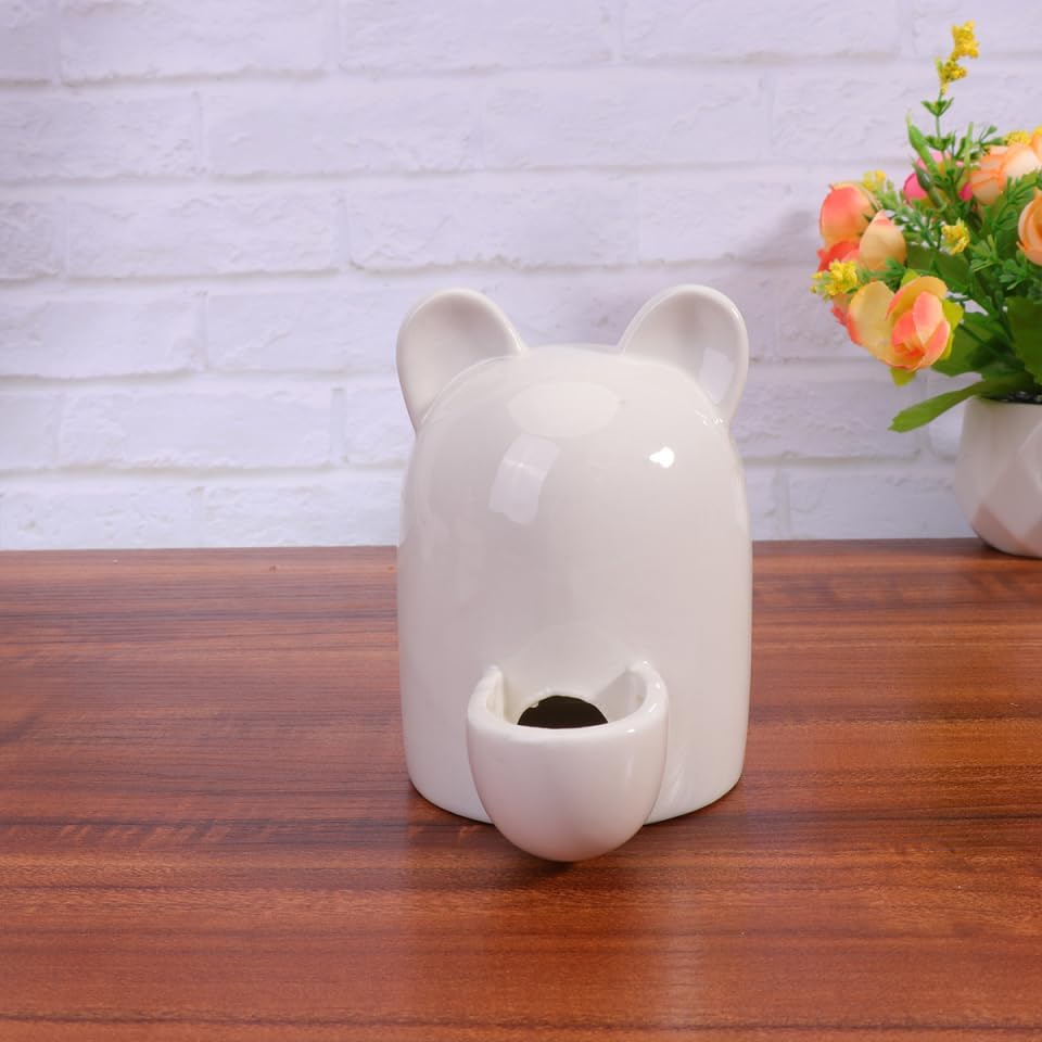 iplusmile Cartoon Cat Ears Small Pet Water Feeder Automatic Self-Dispensing Bowl for Hamster Rabbit Cat Small Animals 3.54X2.36X2.36In
