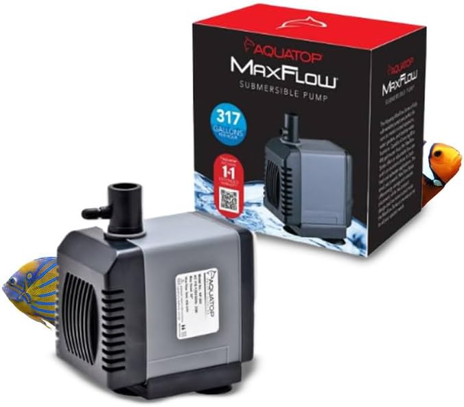 AQUATOP NP-305 Submersible Water Pump – 317 GPH Adjustable Flow – Compact Aquarium Pump for Fresh or Saltwater Tanks, Ponds & Fountains – Quiet, Powerful Design