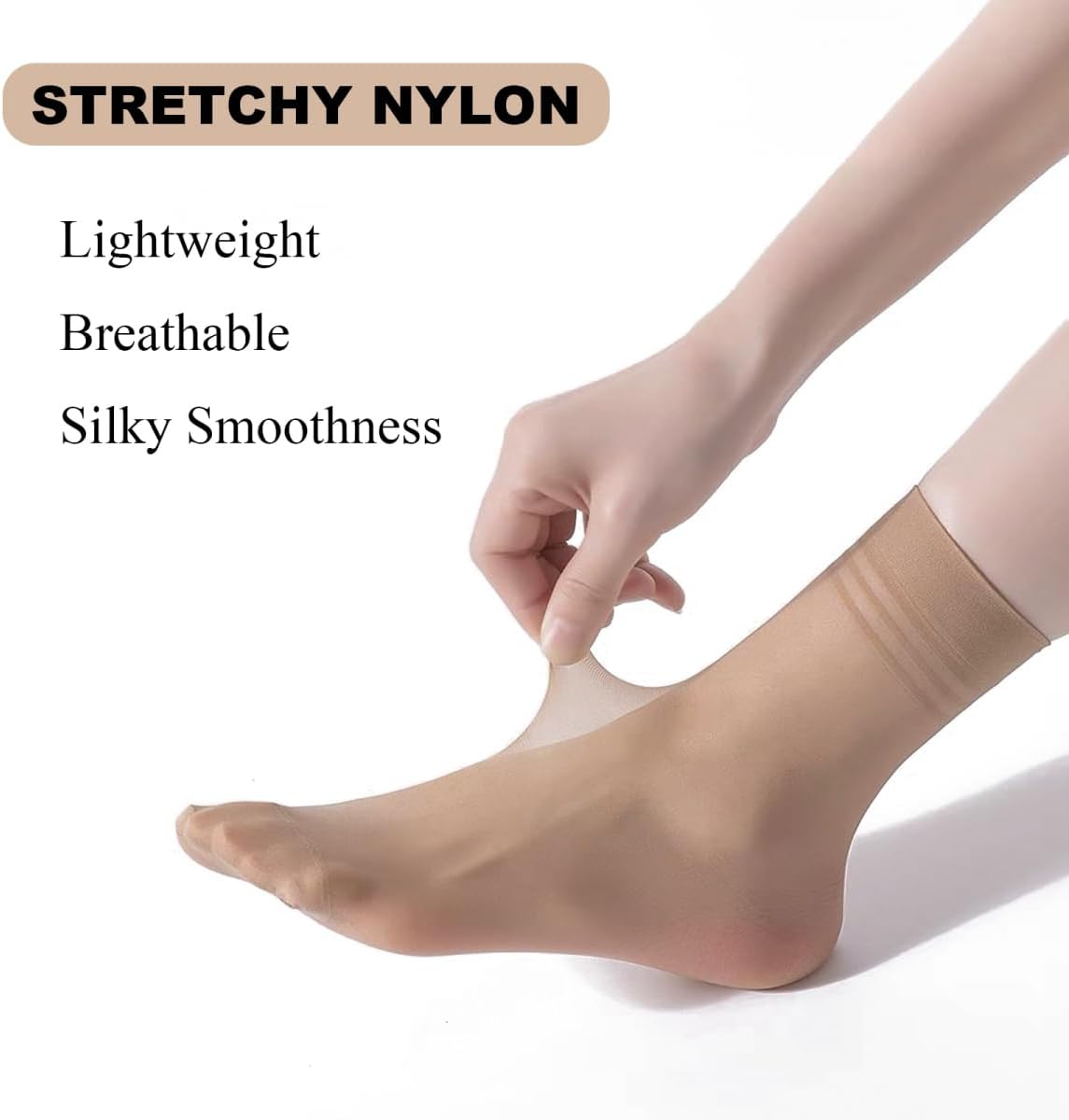 20 Pairs Women's Ankle Sheer Nylon Socks Summer Thin Soft Tight Hosiery Reinforced Toe Stylish Socks