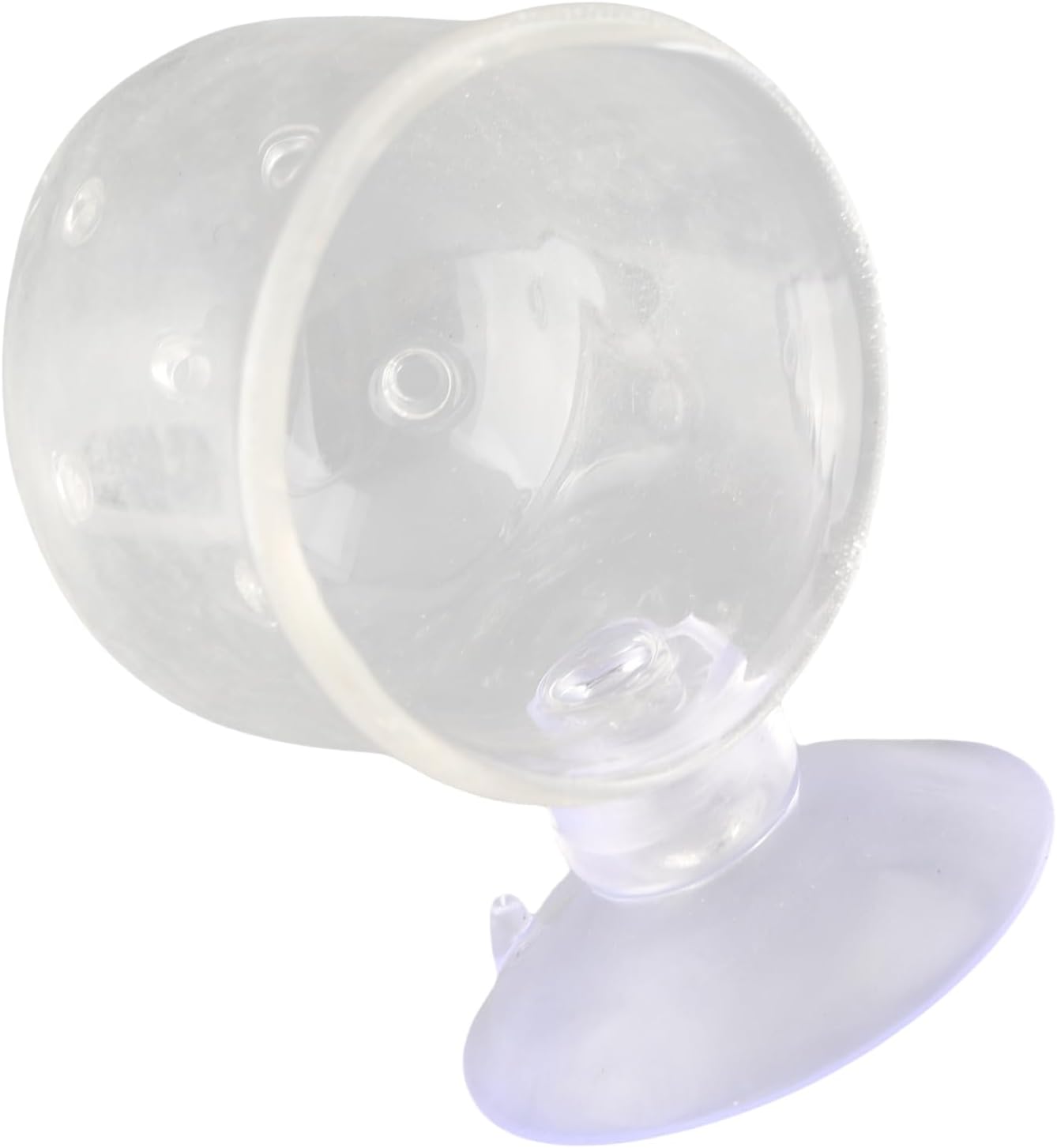 Fish Food Feeder with Suction Cup, Transparent Fish Tank Feeding Cup with Glass Hole, Sturdy Aquarium Live Feeder Container Accessory for Feeding Small Tropical Fishes