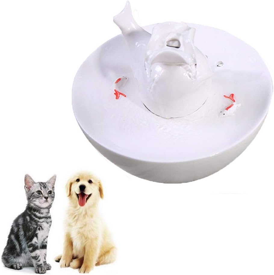Cat Drinking Fountain Ceramic Cat and Dog Pet Water Dispenser Smart Pet Water Cup - Automatic Circulating Water Ultra-Quiet Anti-Skid Portable (Color : Blue)