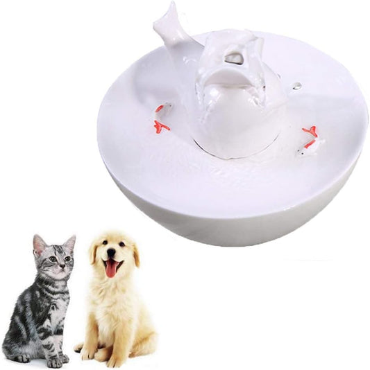 Cat Drinking Fountain Ceramic Cat and Dog Pet Water Dispenser Smart Pet Water Cup - Automatic Circulating Water Ultra-Quiet Anti-Skid Portable (Color : Blue)