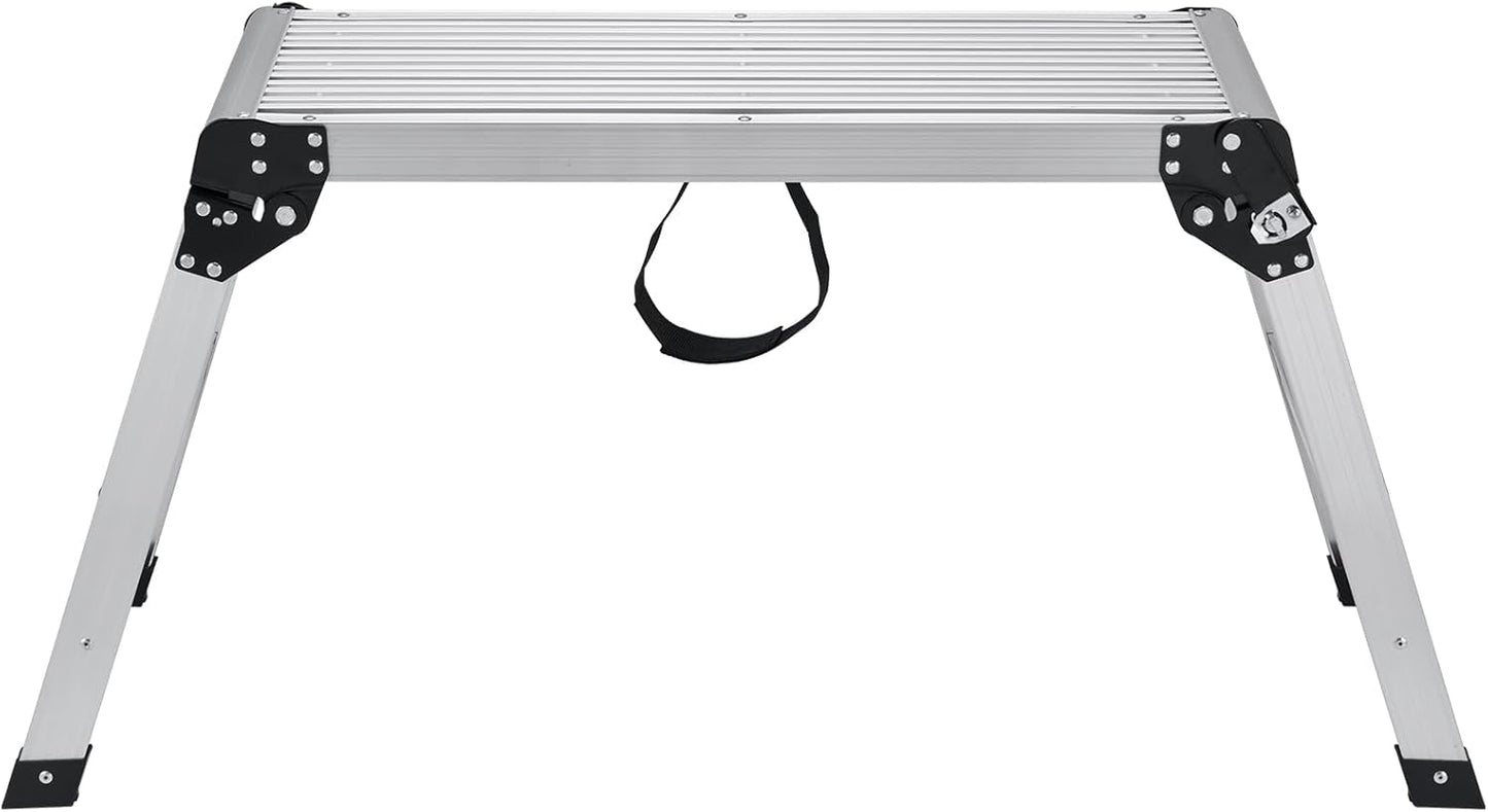VEVOR Folding Work Platform, 30"×12"×20" Aluminum Drywall Stool Ladder, 330 lbs Load Capacity Heavy Duty Work Bench w/Non-Slip Feet, Ideal for Washing Vehicles, Cleaning, Painting, Decorating