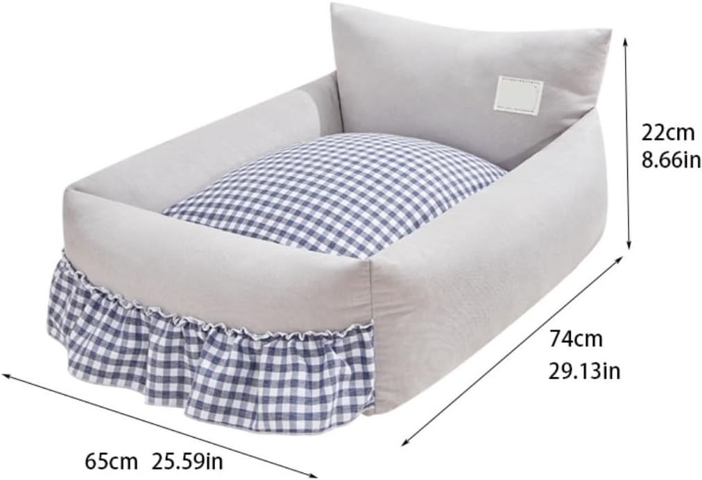 Dog Bed Creative Backrest Pet Sofa Bed Four Seasons Universal Removable and Washable Dog Kennel Cat Kennel Warm in Winter Pet Bed (Color : Gray, Size : 63cm*55cm20cm) (Pink 29.1"L x 25.6"W x 8.7"Th)