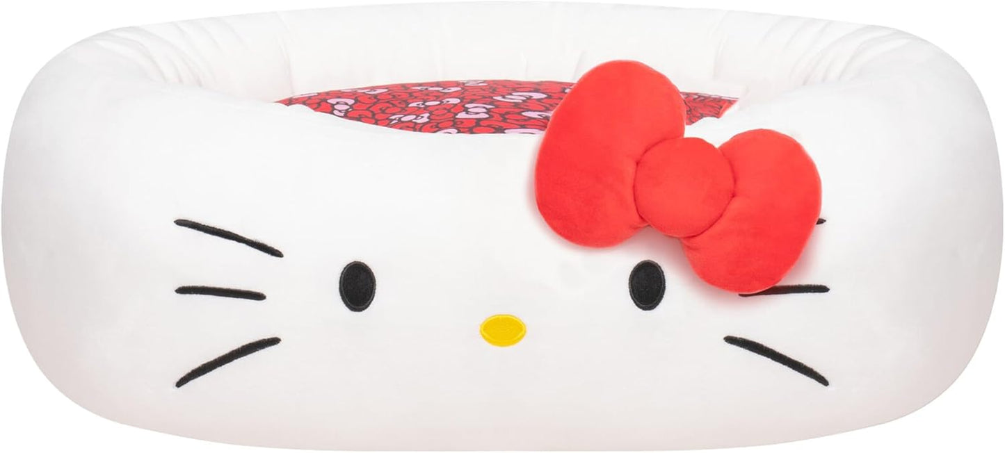 Hello Kitty and Friends Hello Kitty Pet Bed - Pet Bolster Bed with Character Design and Machine Washable Removable Insert - Medium Pet Bed