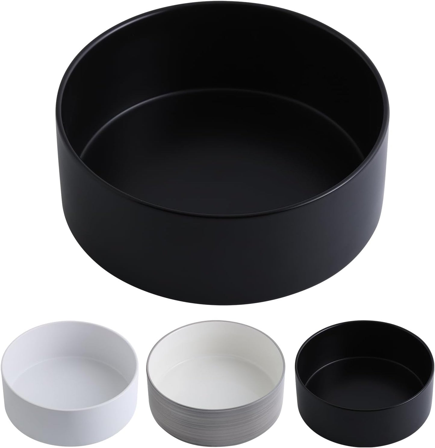 Black Dog Bowl Ceramic for Medium Large Breed,Dog Food Water Dish Heavy Weighted, Non Slip Porcelain Extra Large Big 9.4 in Pet Bowl