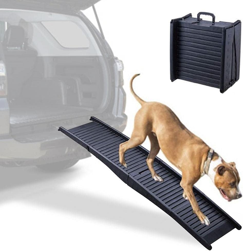 Pet Stairs Dog Ramp Lightweight Folding Pet Ladder Ramp Dog Stairs for High Beds Trucks Cars and SUV Over 5kg (Color : Black Size : Same Size)