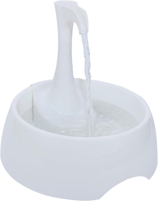 Aqua First Pet Water Fountain - Automatic Drinking Bowl for Cats and Dogs - Light and Portable - Replaceable Filters - Ergonomic Design - 1.2L/42 fl oz - White