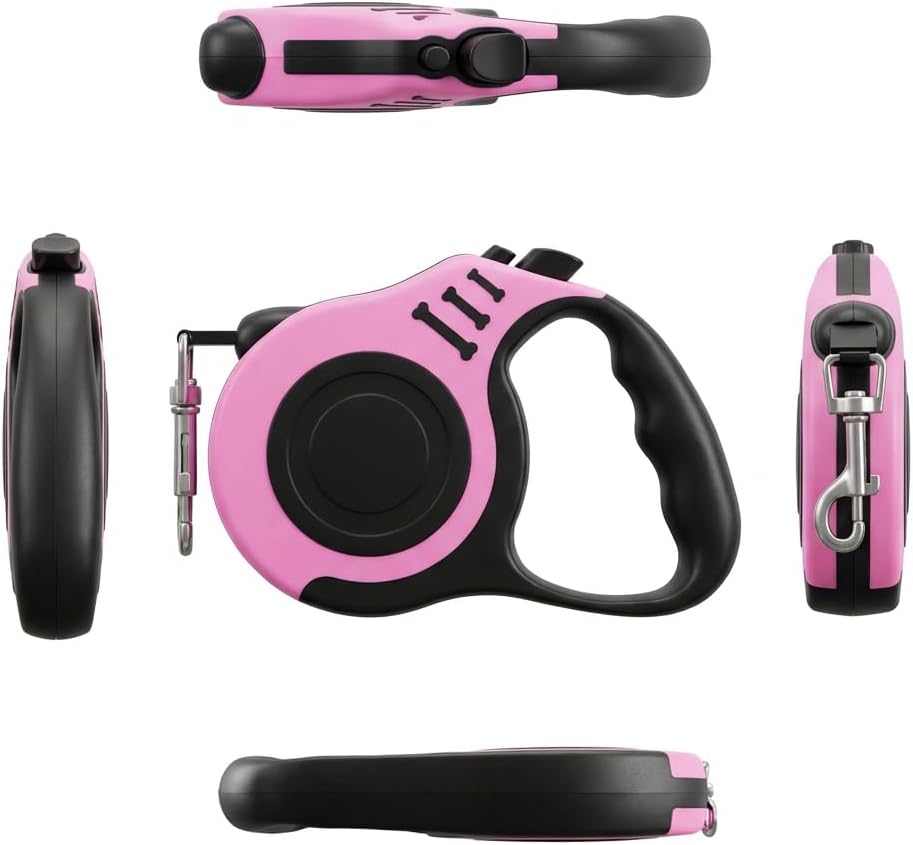 PETIMP Retractable Dog Leash Lightweight 16FT Leash, with Folding Bowl,Dispenser,Waste Bags, for Small Medium Dogs(Pink)