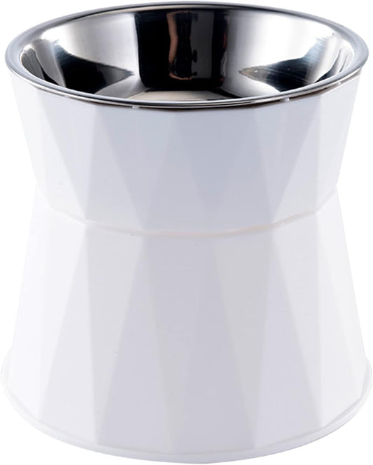 Elevated for Bowls Small Dog Raised Feeding Dish Stainless Steel Bowl with Stable Stand Feeder for Cats and Pup Raised Bowls Elevated Pet Feeding Station for Indoor Cats Dog Feeding, White