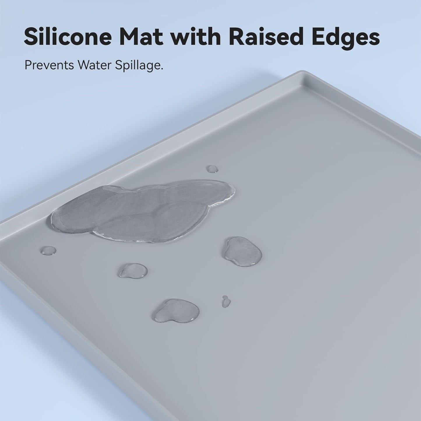 Cat Food Mat for LALAHOME Water Fountain, 100% Waterproof Non-Slip Silicone Mat for Water Bowls, Large Pet Feeding Pad, Easy Clean Durable Placemat for Cat Food Water Dishes, Gray 23.6" x 19.7"