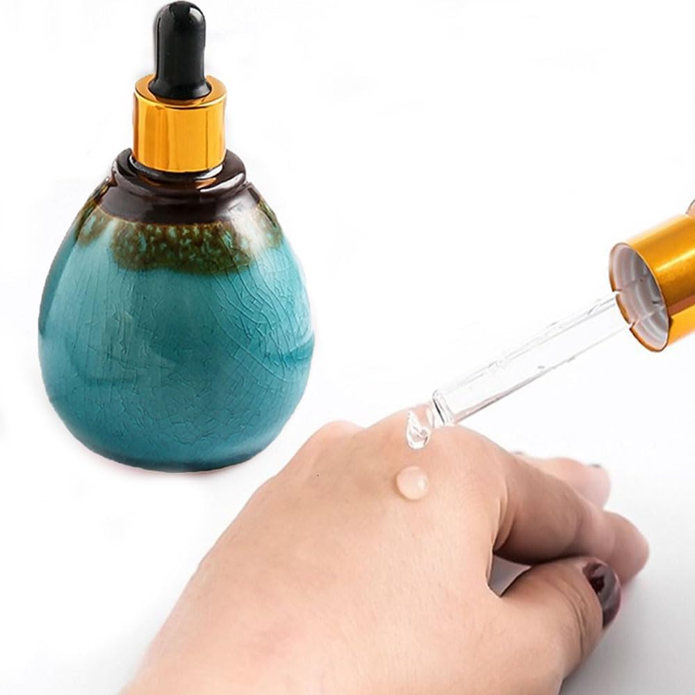 Leadigol Essential Oil Diffuser Jar, Ceramic Essential Oil Pot, Dropper Bottle Containers, Decorative Perfume Bottle, Empty Travel Accessories Spa