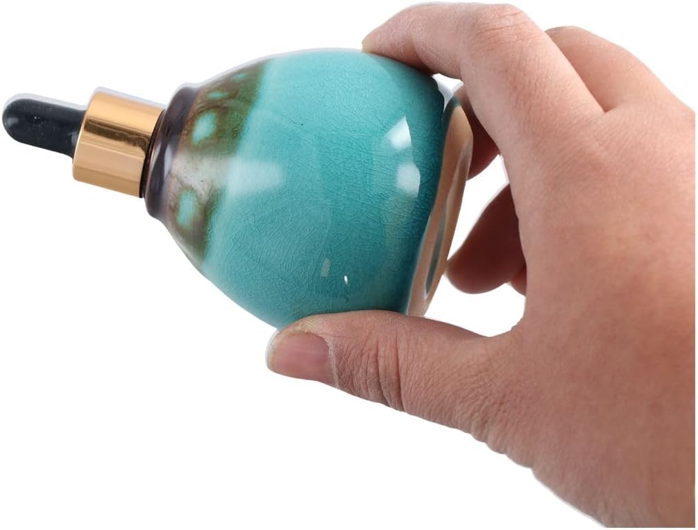 Leadigol Essential Oil Diffuser Jar, Ceramic Essential Oil Pot, Dropper Bottle Containers, Decorative Perfume Bottle, Empty Travel Accessories Spa