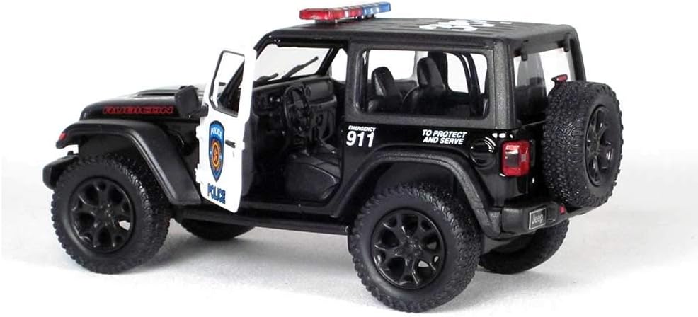 KiNSMART - Jeep Wrangler Rubicon Off Road 4x4 5 inch 1:34 Scale Die Cast Model Replica Toy Car (Rescue Police)