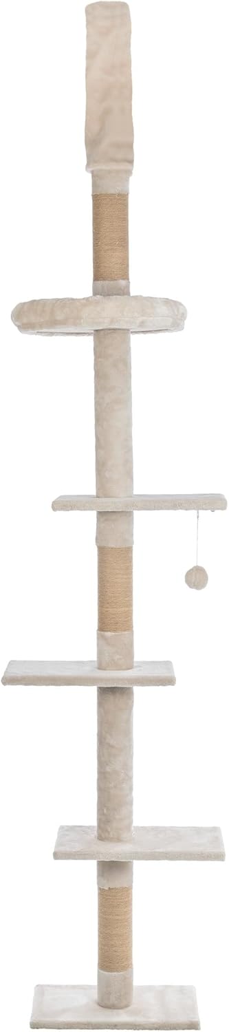 Trixie Kobe Cat Tree – Tall Cat Tower with Sisal Posts, Condo & Elevated Perch – Indoor Cat Furniture for Scratching & Climbing – Beige, 9.8" x 17.3" x 90.5"