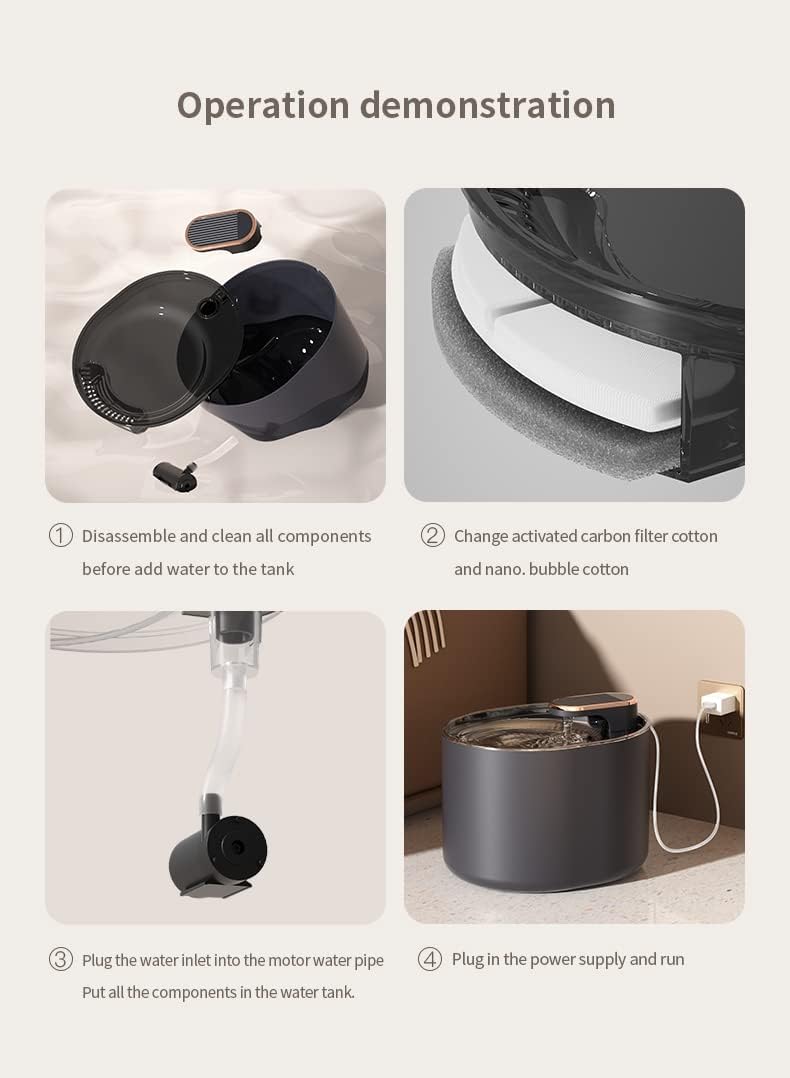 102oz/3L Cat Water Fountain Inside,FRENDIPAW,Ultra-Quiet Pet Water Bowl Dispenser with Dual Filtration System, BPA-Free Automatic Dog Water Fountain for Cats & Small Dogs, Easy to Clean-for Pet