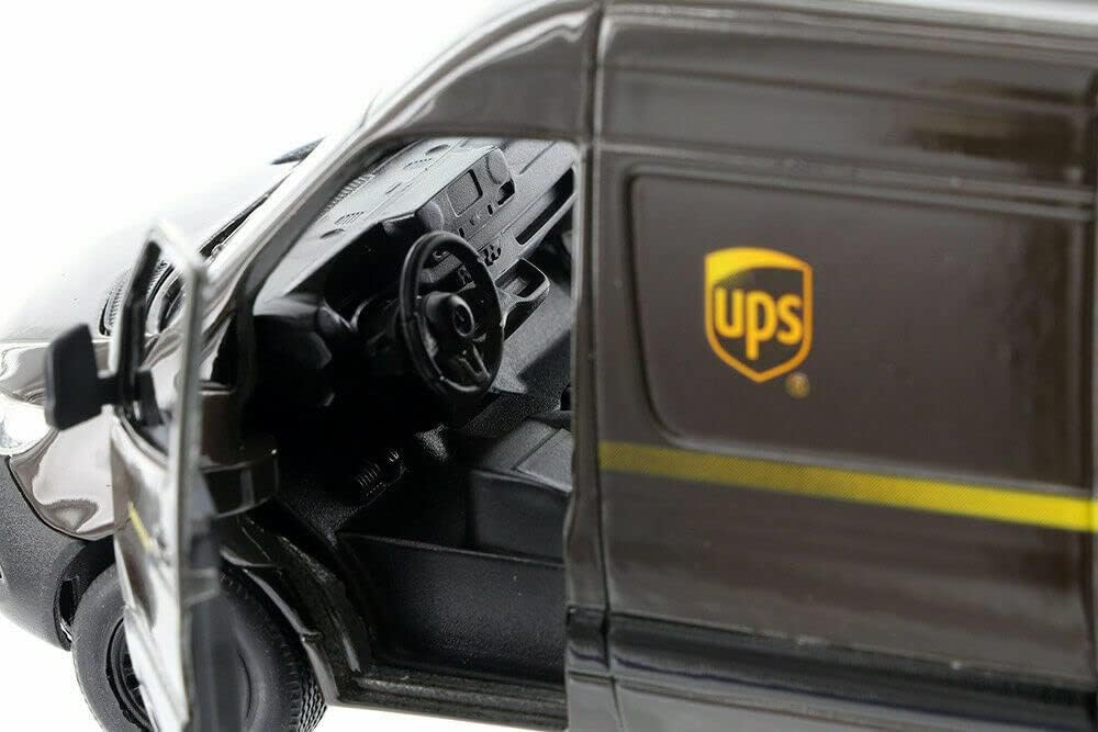 KiNSMART - Mercedes-Benz Sprinter UPS Edition Cargo Van, 1:48 O Scale Die Cast Metal Model Toy Van, Pull-Back Action