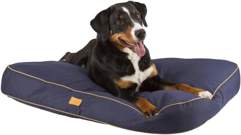 Kerbl Jerome Bed Cushion, 100 x 70 x 11 cm, Navy/Cognac