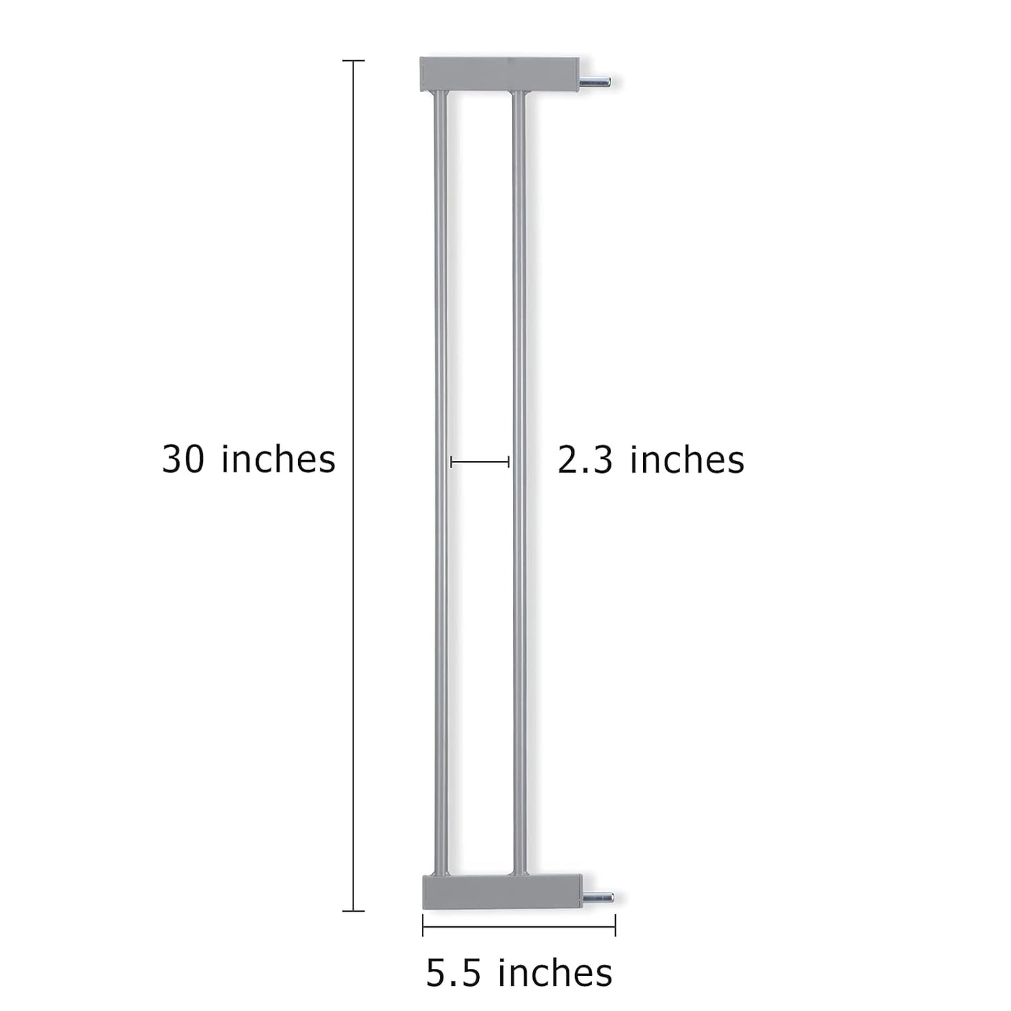 BABELIO Baby Metal Gate Extension, 5.5 Inch Gray Extra Wide Pet Gate for Stairs & Doorways, Pressure Mounted Baby Gate Dog Gate, No Tools Required,30" Tall