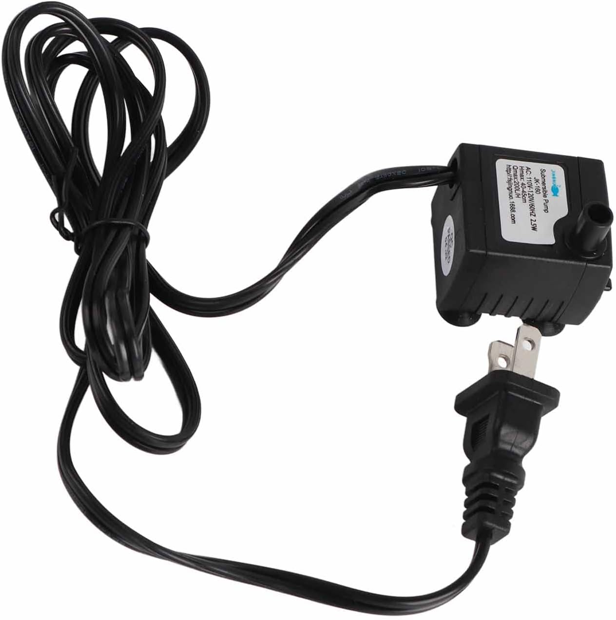 Mini Aquarium Water Pump, US Plug 110-120V Lightweight IPX8 Waterproof Pet Fountain Pump for Cats for Aquarium