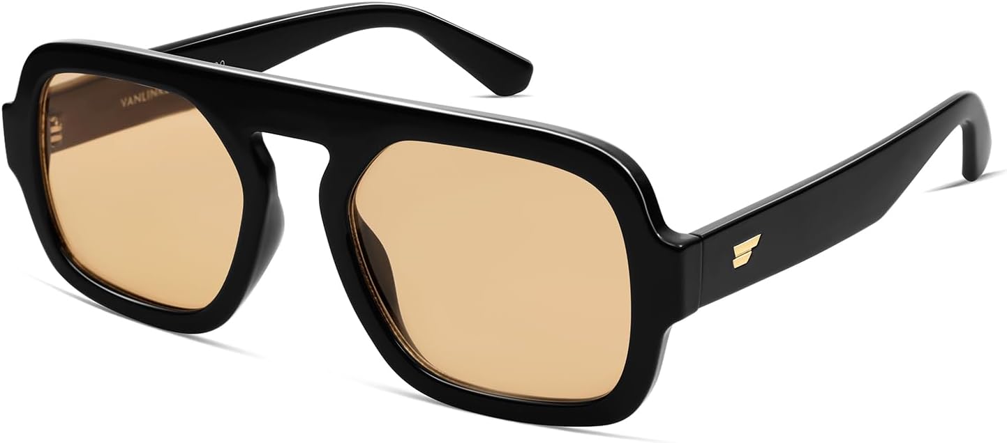 VANLINKER Oversized Retro Square Aviator Sunglasses for Women Men 70s Vintage Style Trendy Big Flat Top Sun Glasses VL9826