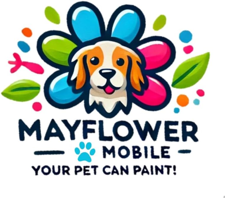MayflowerMobile Your Pet Can Paint - Dog and Cat Paint Kit on 8"x10" Stretched Canvas - Abstract Art - Unique & Fun Painting Activity Kit for Pets (Aqua Purple White)