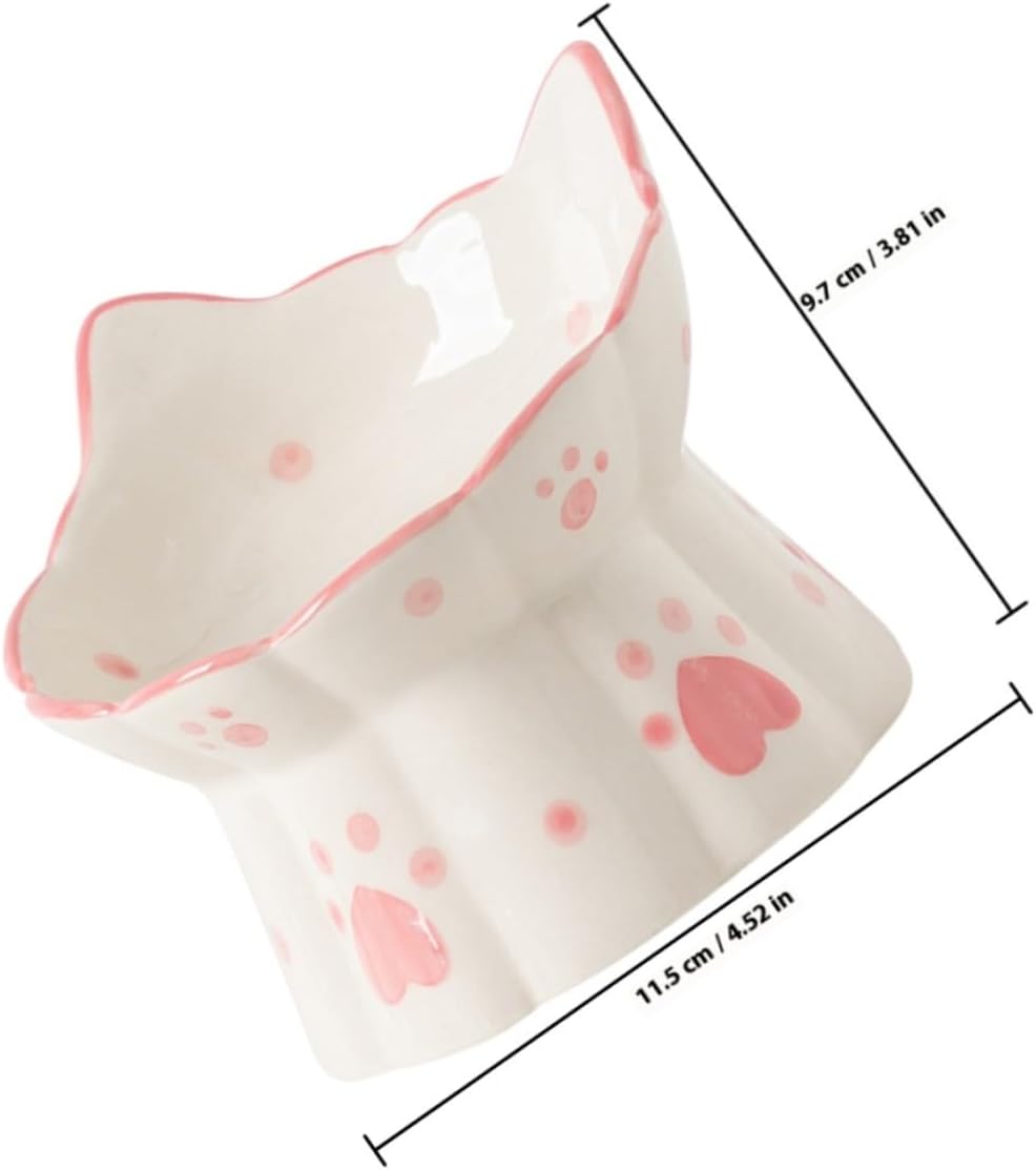 Milisten 2pcs Elevated Cat Feeding Bowls Ceramic Raised Bowls with Neck Protection Tilted Design Anti-Spill Pet Food and Water Dishes for Cats