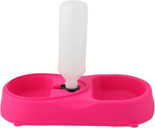 Plastic Puppy Dog Cat Pet Water Drinking Fountain Food Feeder Bowl Fuchsia (id: c28 be8 55d f03 1fa