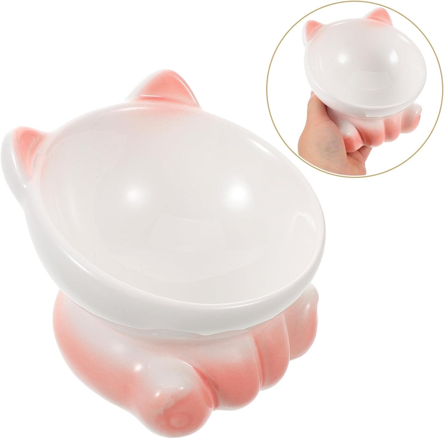 Milisten Ceramic Raised Cat Bowl Elevated Pet Feeder with Stand Slow Feeder Design for Portion Control Whisker-Friendly Food and Water Dish Suitable for Senior Cats and Small Dogs