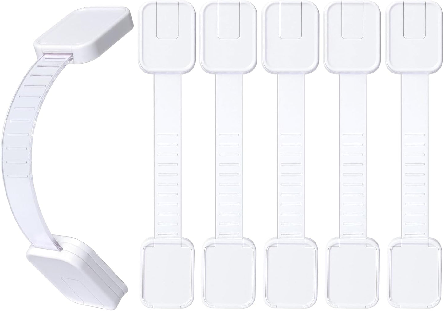 6-Pack Adhesive Baby proofing Strap Locks, Child Proof Cabinet Latches for Drawers, Microwave, Oven, Trash Can, Refrigerator, Toilet Lid, Adjustable No Drilling Need
