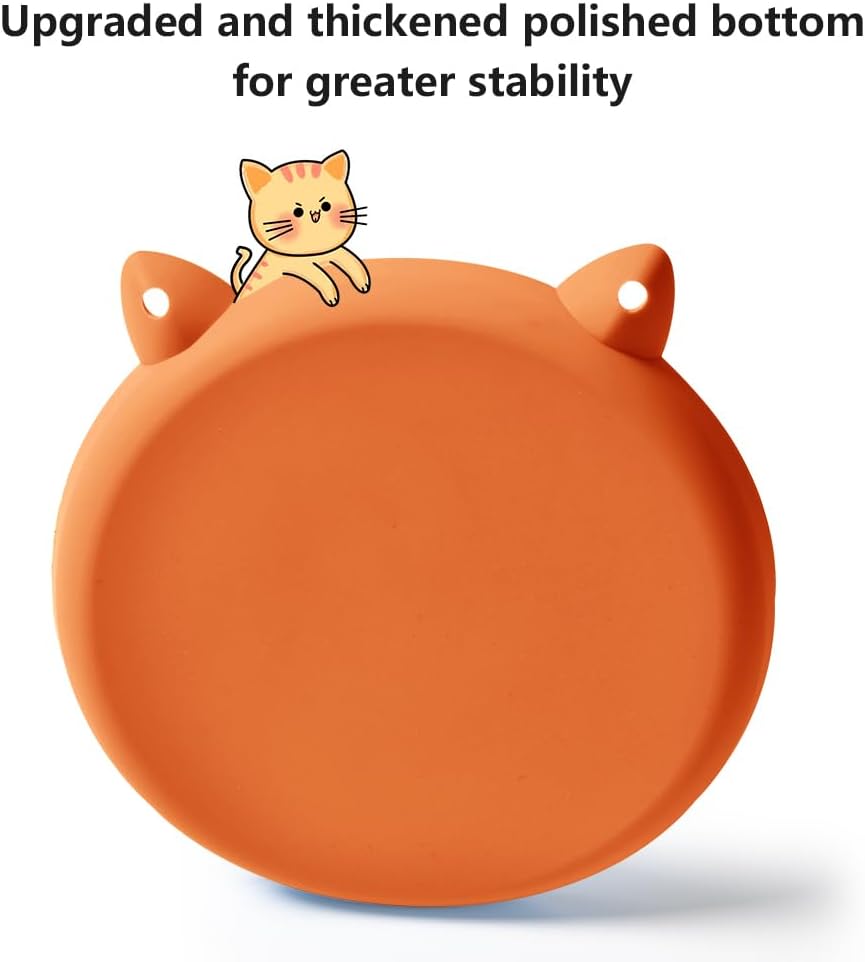 2Pcs Slow Feeder Cat Bowl,Puzzle Feeder,Interactive Toys,Slow Feeding cat Bowl Suitable for All Dry and Wet Foods,Easy to Clean Silicone Bowls (Orange and Purple)