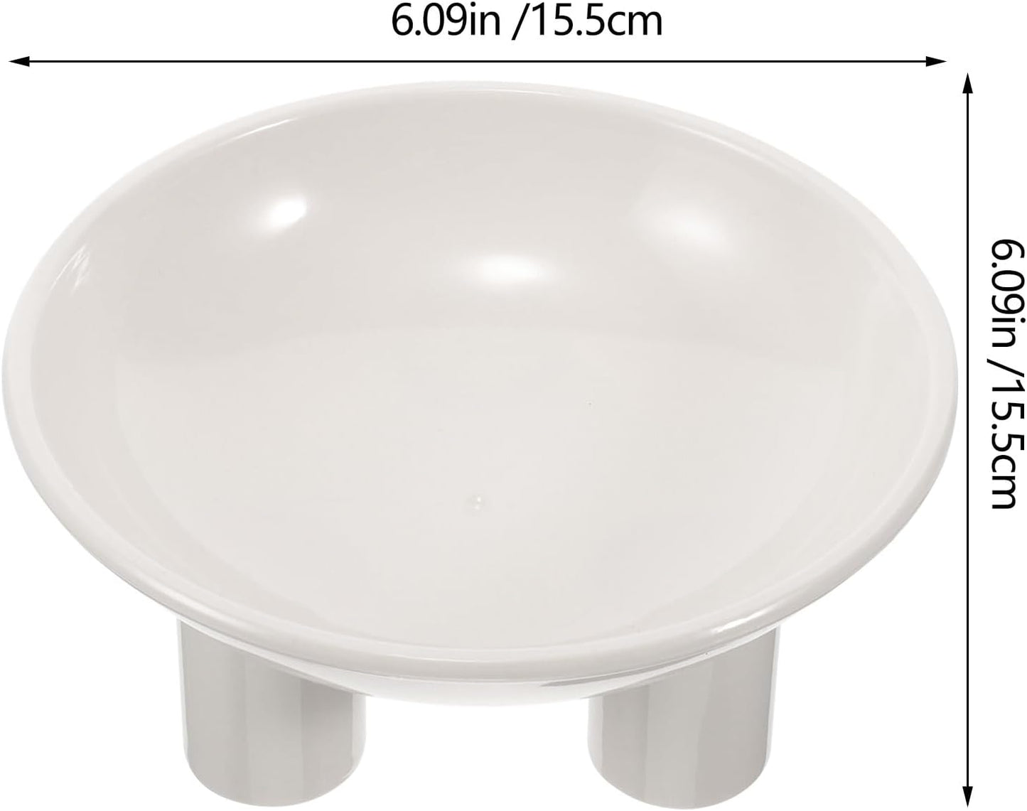 Milisten Raised Cat Bowl and Dog Food Bowl, Plastic Elevated Pet Feeder with Large Opening and Three Legs, White Wear-Resistant Feeding Dish for Indoor Cats and Kittens