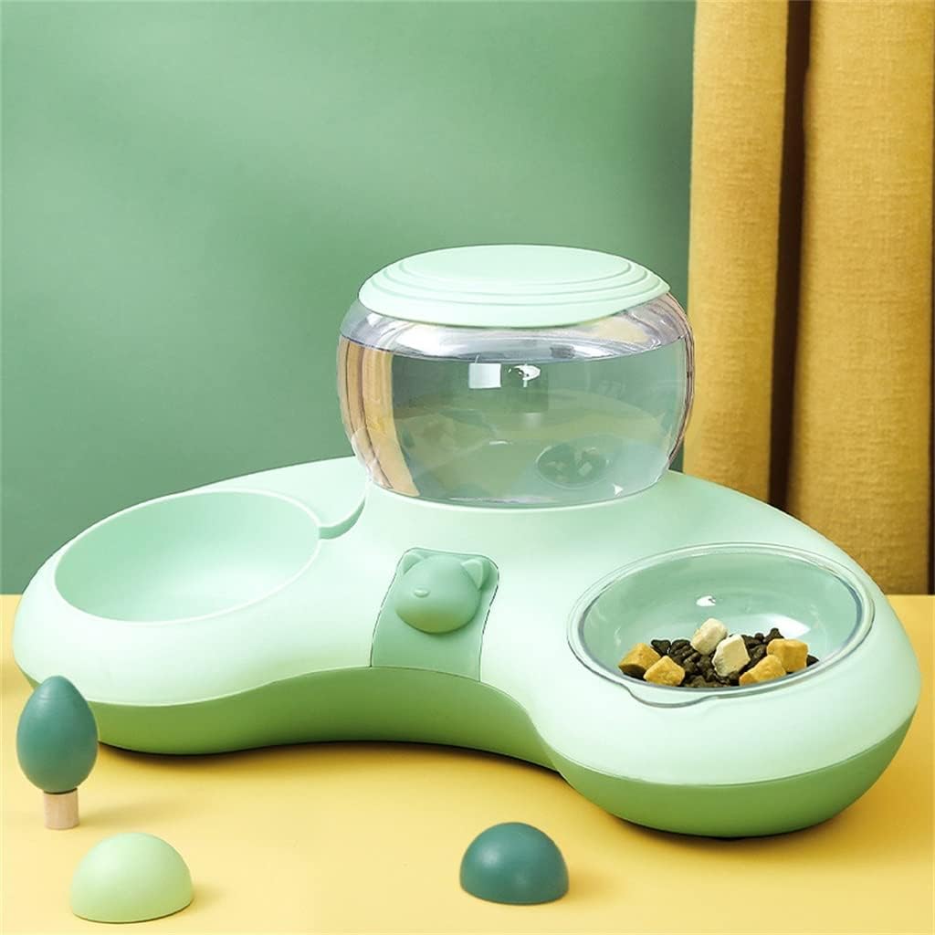 Pet Cat Bowl Automatic Feeder Dog Cat Food Bowl with Water Fountain Double Bowl Drinking Raised Stand Dish Bowls for Cats (Color : B Size : One Size) (A One Size)