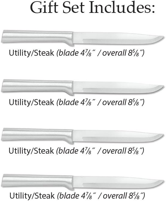 Rada Cutlery Four Utility/Steak Knives Gift Set (S55), 4-Piece Knife Set, Stainless Steel Blades, Silver Handle