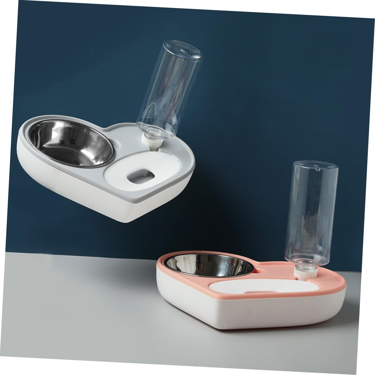 Milisten Automatic Water Dispenser Pet Water Feeder Heart Shaped Bowl Dog Cat Drinking Supplies Grey