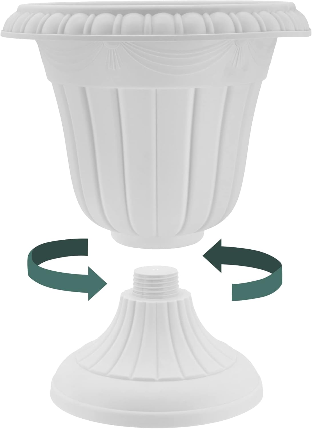Arcadia Garden Products PL10BG Classic Traditional Plastic Urn Planter Indoor/Outdoor 15" x 13", Beige