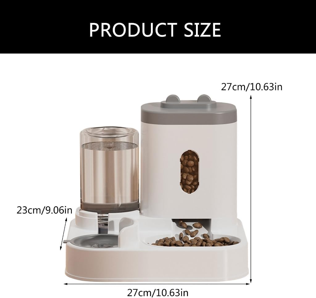 Large Dog Bowl Cats Food Bowls 2 in 1 Pet Feeders with Water Fountain Feeder and Waterer Food Container Supplies