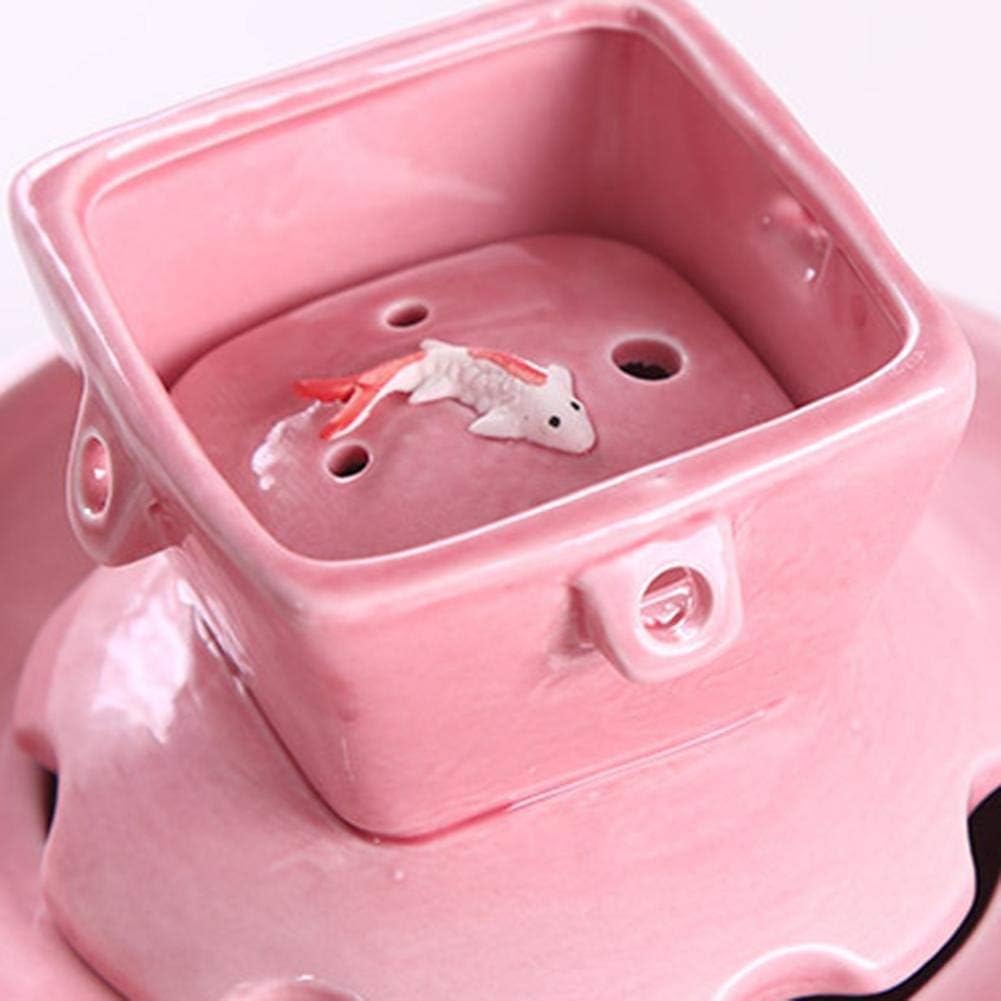 Pet Feeding Ceramic Cat Fountain Water Bowl Ultra-Quiet Automatic Circulation Pet Water Dispenser 1L (Color : Pink) (Blue)