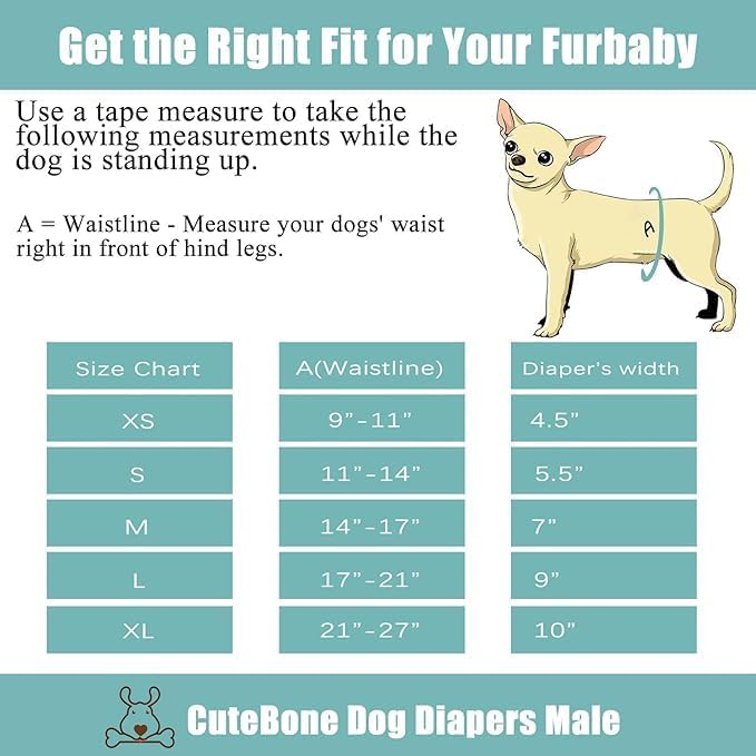 CuteBone Belly Wrap Male Dog Washable Puppy Diapers Reusable Doggie Diapers Small 3pcs a Pack DM02S