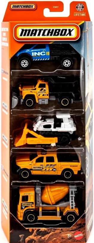 Matchbox Construction Crew 5 Pack [Ram Work Truck, Plow Master 6000, Ground Breaker, 2015 Ram 1500, Cement King] 1:64 Scale Diecast Toy Vehicles