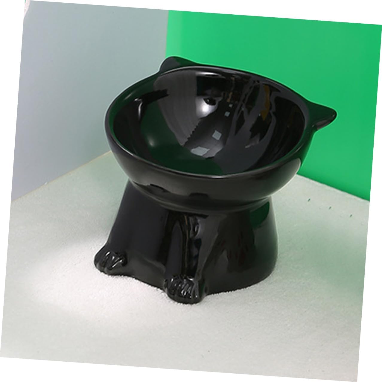 Milisten Ceramic Elevated Pet Feeding Bowl with Neck Guard Large Diameter Raised Cat Food Bowl Anti-Spill for Cats and Dogs
