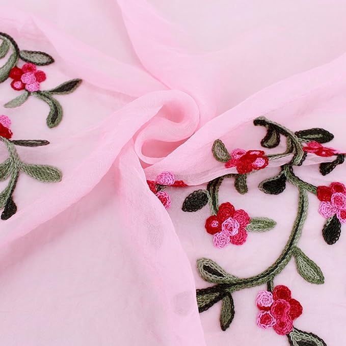 Tapp Collections Embroidery Chiffon Lightweight Fashion Summer Fall Scarf Wrap Shawl for Women