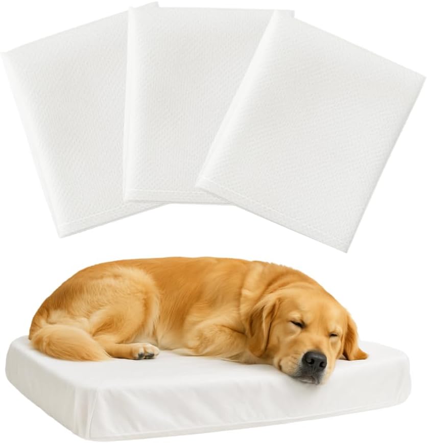 Tailbop Disposable Pet Bed Covers, Fits All Dog and Cat Beds or Mats, Rectangular or Round. Waterproof, Odor and Dirt Resistant, 100% Recyclable, 3 Pack (L-XL)