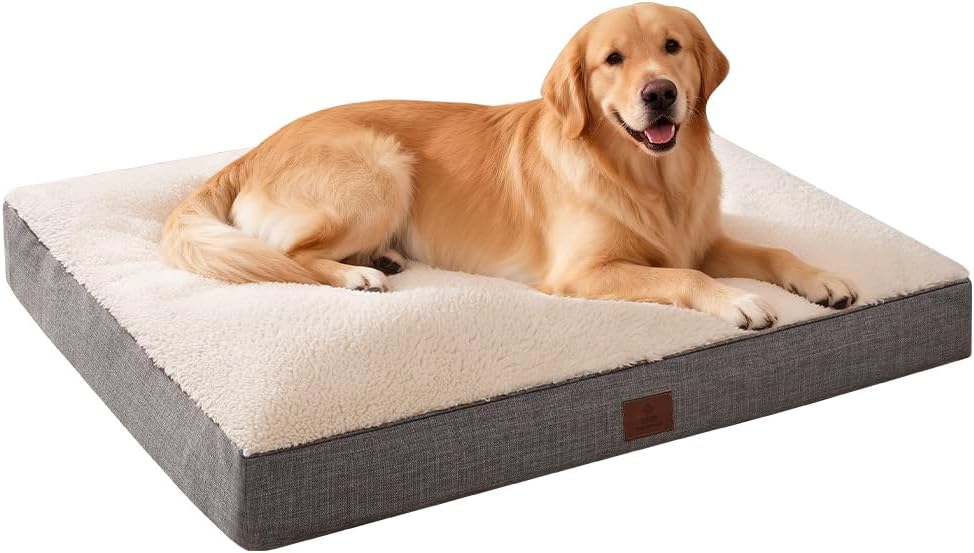 Dog Crate Bed Orthopedic Dog Bed for Small Dogs Reversible Plush Washable Pet Mat with Flat Crate Foam & Removable Cover, 35 x 27 × 4 Inch Grey
