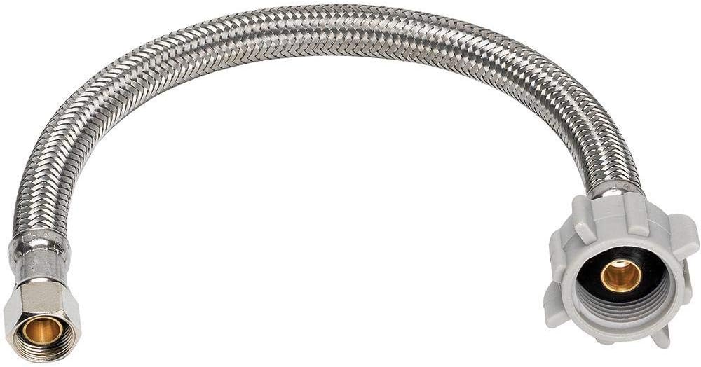PROCURU 10-Pack 12-Inch (1Ft) Toilet Connector 3/8" Comp x 7/8" BC, Stainless Steel Braided Water Supply Line (9ST12-10P)