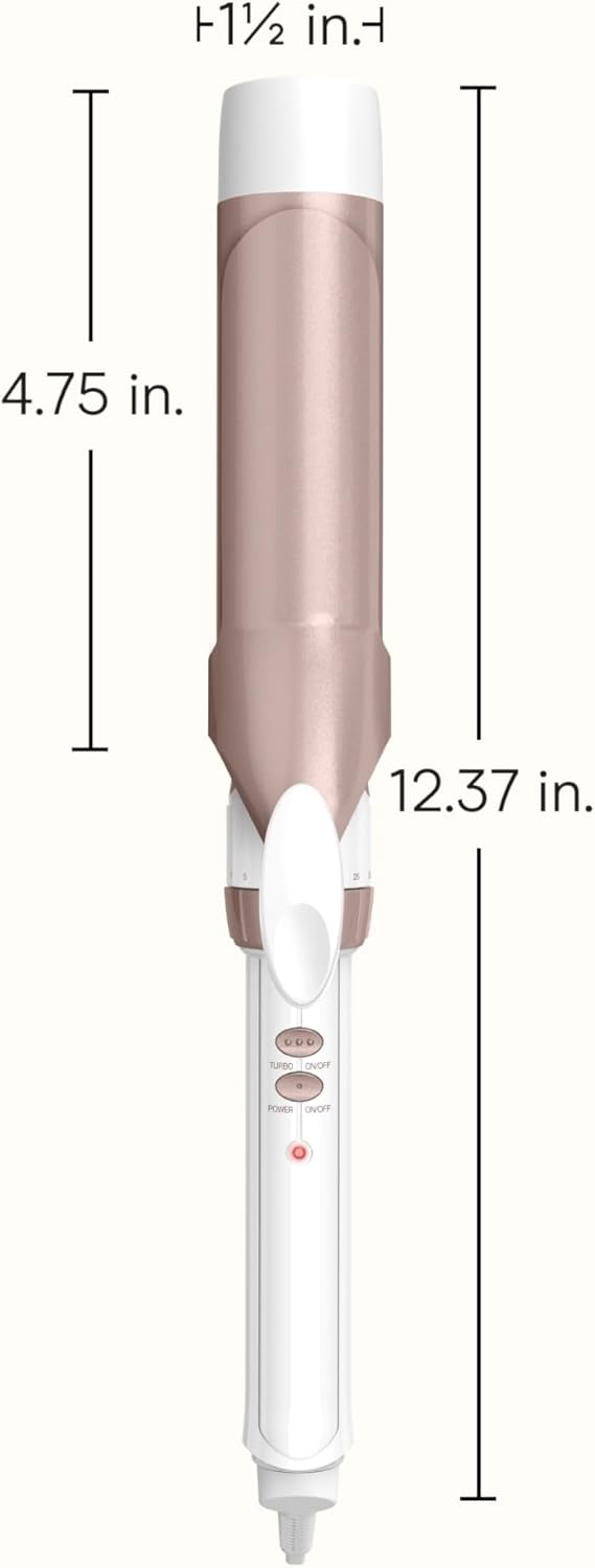 Conair Double Ceramic 1 ½-Inch Curling Iron, 1 ½-Inch Barrel Creates Soft Waves & Curls, Hair Curler for Use on Medium & Long Hair, White/Rose Gold