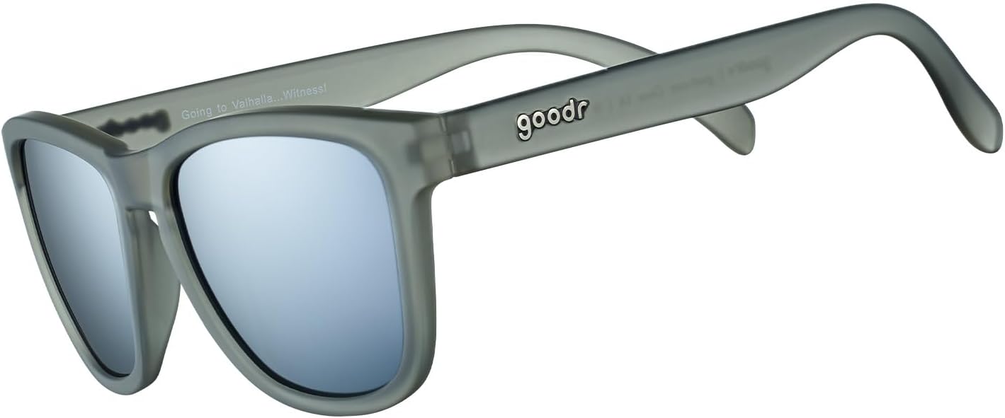 goodr Going to Valhalla...Witness! Polarized Sunglasses for Men & Women, Medium Sized (OG), Dark Gray Translucent Frames with Chrome Mirrored Reflective Lenses, UV400 Protection, No Slip