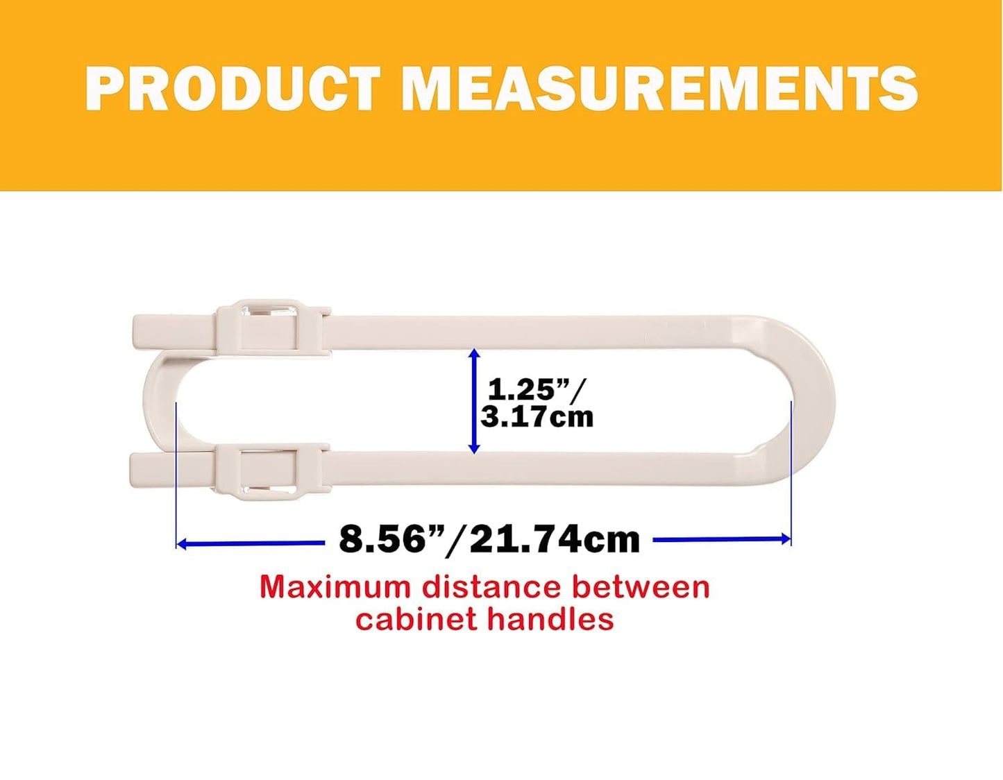 Dreambaby U Shaped Cabinet Locks - Extra Long Child Lock for Cabinets - Gliding Baby Safety Locks (6 Pack)